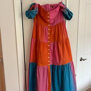 Staud Tiered Midi/ Maxi with Puff Sleeves